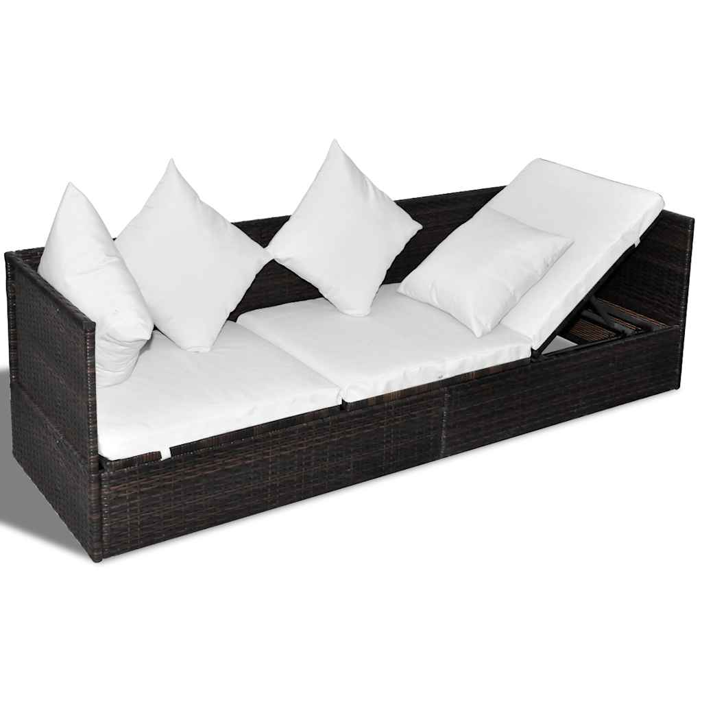 Sun Lounger Brown 200 x 60 x 58 cm Poly Rattan